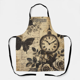 Delantal Vintage Compass & Butterfly - Papel rústico (1)
