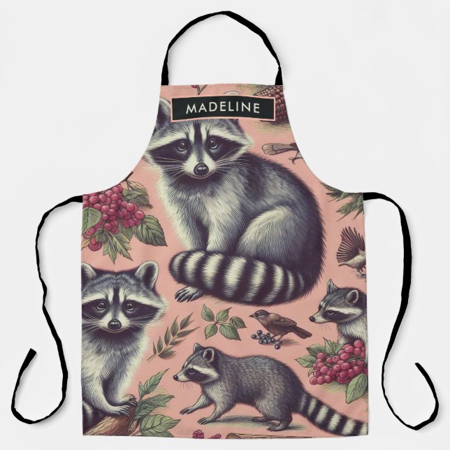 Delantal Vintage Cute Racoon (Anverso)
