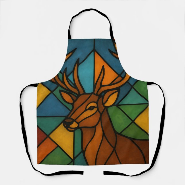 Delantal Vintage Deer Tiffany Style Stained Glass Design (Anverso)