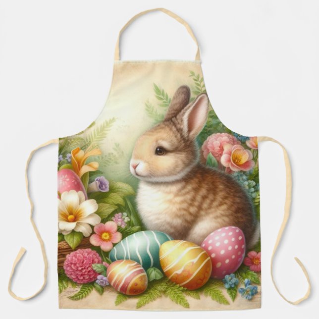Delantal Vintage Easter Bunny Rabbit Floral (Anverso)