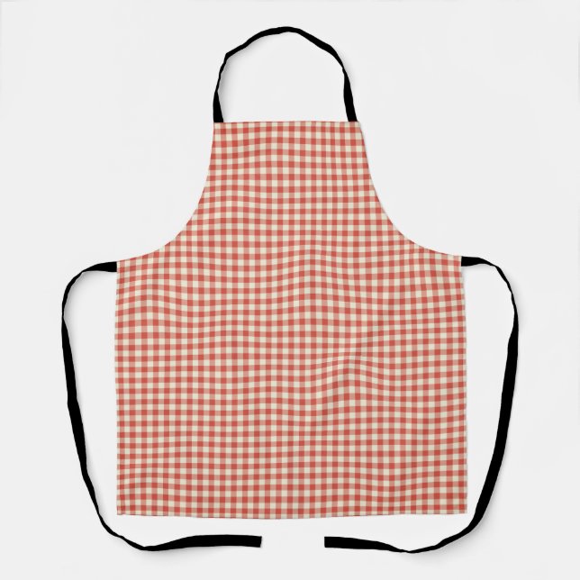 Delantal Vintage Farmhouse Gingham, Red & Beige (Anverso)