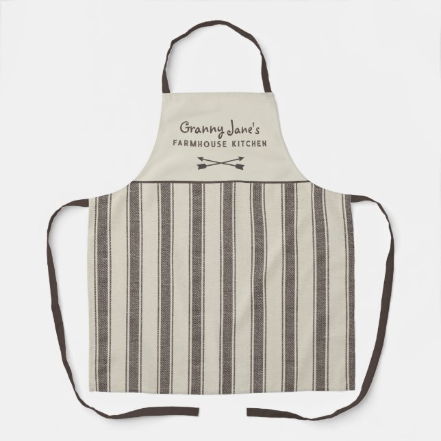 Delantal Vintage Farmhouse Ticks Personalizado Apron (Anverso)