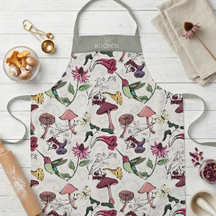Delantal Vintage Floral Botánico Colibrí