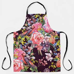 Delantal Vintage floral fondo acuático sin foco con