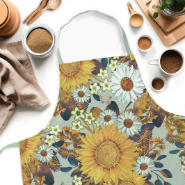 Delantal Vintage Floral Sunflower Womens Apron