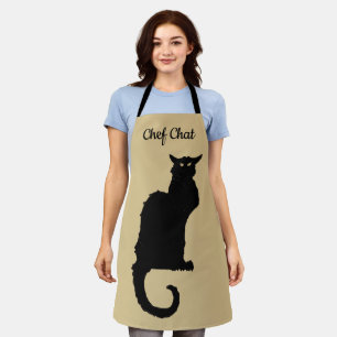 Delantal Vintage Halloween, Gato Negro Art Nouveau Espeluzn
