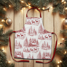 Delantal Vintage Ilustracion Reno y Casas Invierno