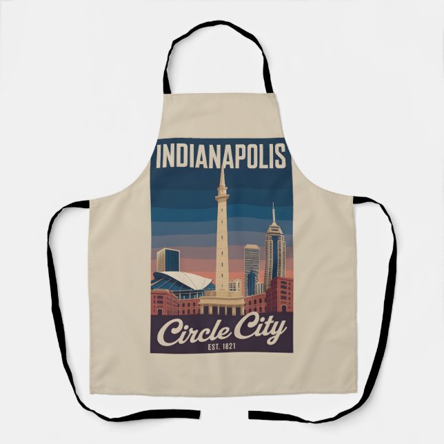 Delantal Vintage Indianapolis Indiana Retro Cityscape Trave (Anverso)