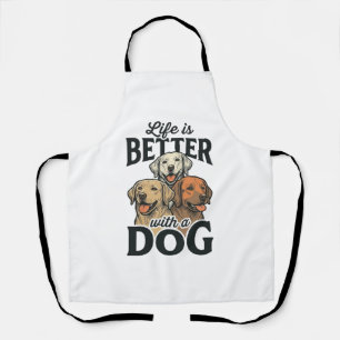 Delantal Vintage La Vida Es Mejor Con Un Perro Diseño Vecto