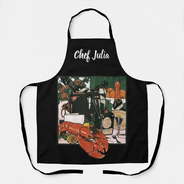 Delantal Vintage Lobster Champagne; elegante Fiesta (Anverso)