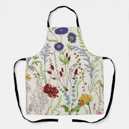 Delantal Vintage Meadow Wildflower Hand-Drawn Floral