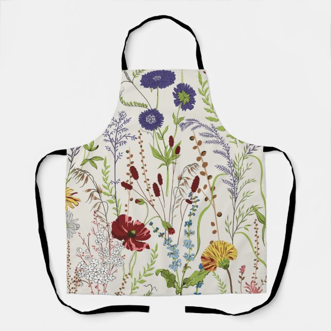 Delantal Vintage Meadow Wildflower Hand-Drawn Floral (Anverso)
