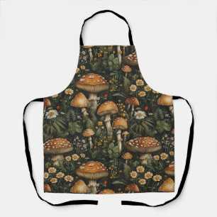 Delantal Vintage Mushroom Garden Patrón de Seamless