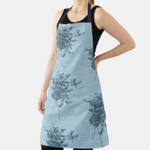 Delantal Vintage navidad campanas azul neutro