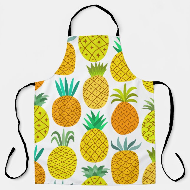 Delantal vintage pineapple seamless pattern isolated on whi (Anverso)