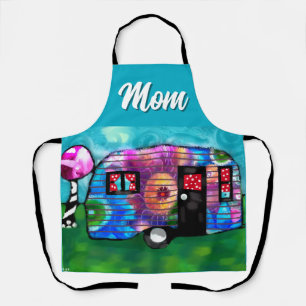 Delantal Vintage Resumen Camp Trailer Floral Happy Camper