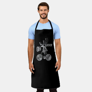 Delantal Vintage RetroBicycle Deer Elk Riding Bike Apron