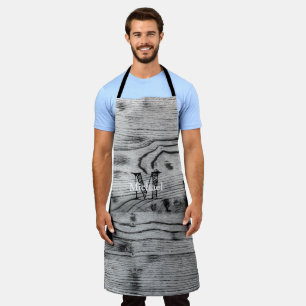 Delantal Vintage rústico gris madera quemada negro Monogram