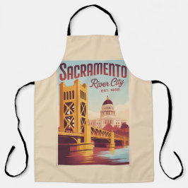 Delantal Vintage Sacramento California Retro Travel Poster