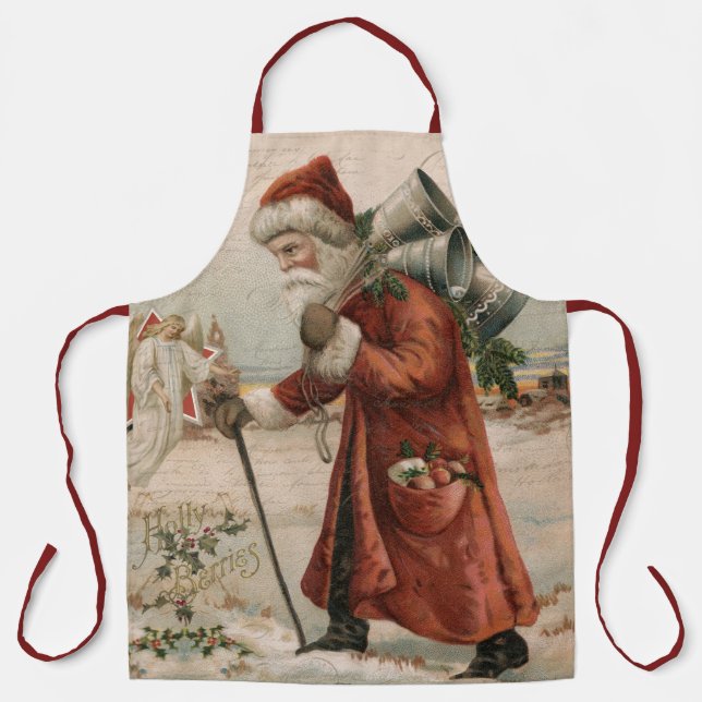 Delantal Vintage Santa Claus Padre Navidad Angel Baking (Anverso)