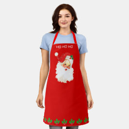 Delantal Vintage Santa Claus y Holly Berry deja en rojo