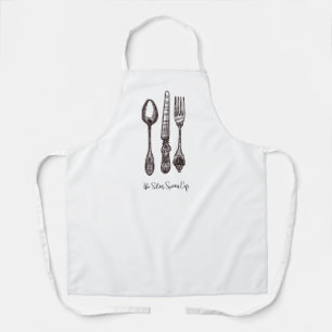 Delantal Vintage Silverware Ornate Artisan Food Business