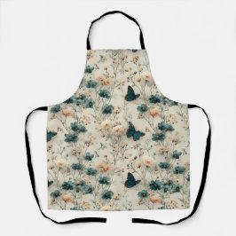 Delantal Vintage Spring Flowers and Butterflies