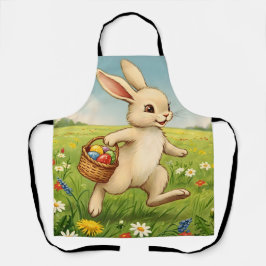 Delantal Vintage Spring Meadow Easter Bunny 