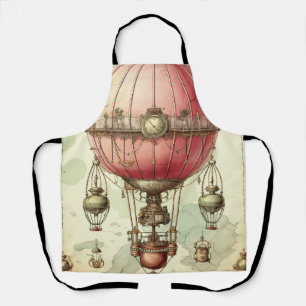 Delantal Vintage Steampunk Pink Hot Air Balloon (2)