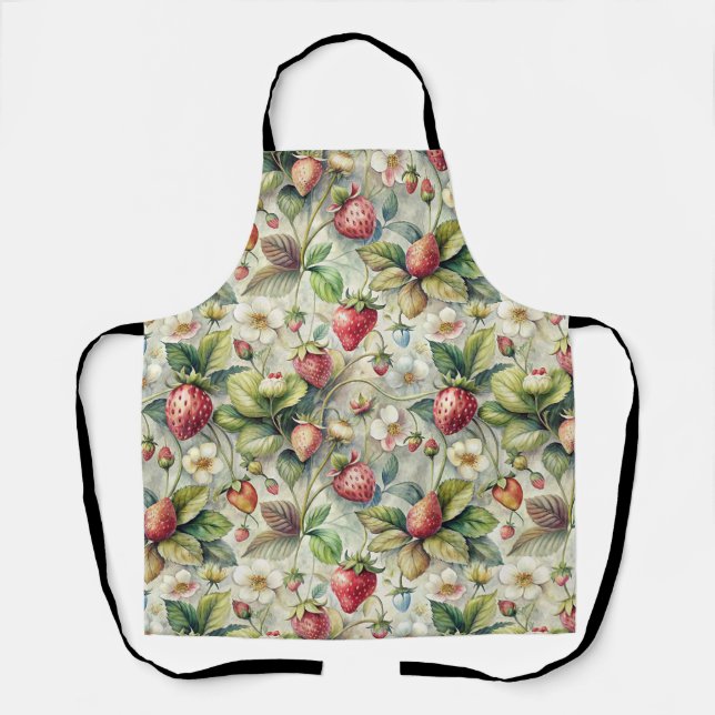 Delantal Vintage Strawberry Garden Agua Botánica (Anverso)