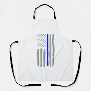 Delantal Vintage Thin Blue Line: La policía apoya a USA Fl