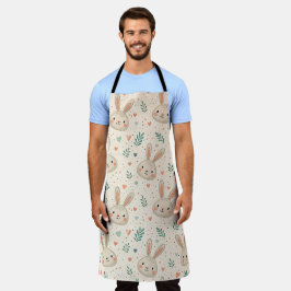 Delantal Vintage Tiny Bunny Faces with Roses Pattern