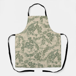 Delantal Vintage Vibrant Green Floral Pattern
