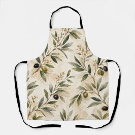 Delantal Vintage Watercolor Olive Branch Apron