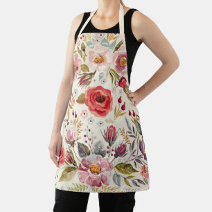 Delantal Vintage Wildflower Cream Floral Pattern Baker