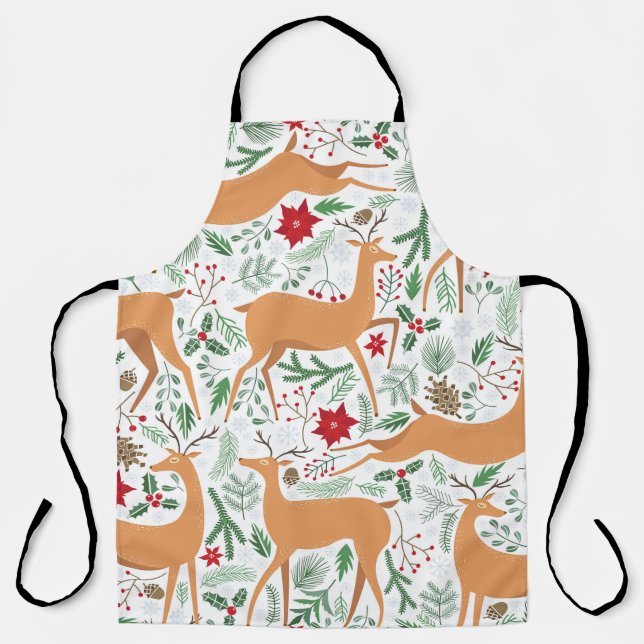 Delantal Vintage winter deer seamless pattern. Christmas ba (Anverso)