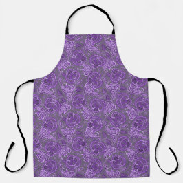 Delantal Violet paisley damask floral oriented ethnic