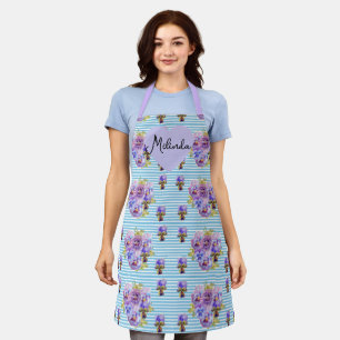 Delantal Violeta Lila Floral Púrpura Pansy Nombre de Mujer