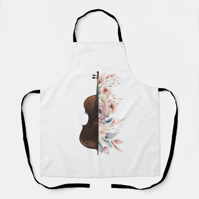 Delantal Violín con flores. (Anverso)