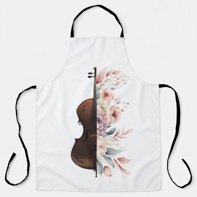 Delantal Violín con flores. (Anverso)