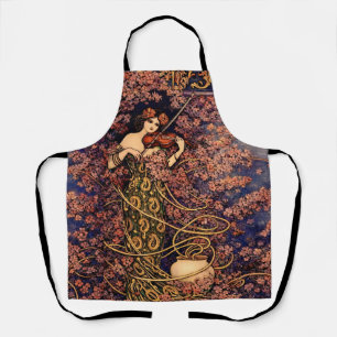 Delantal Violinista Art Nouveau entre flores – Floral Vinta