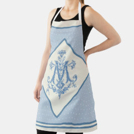 Delantal Virgen Católica María Marian Cross Blue Lilies Apr