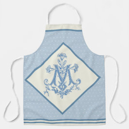 Delantal Virgen Católica María Marian Cross Blue Lilies Apr