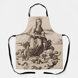 Delantal Virgen y Niño en las Nubes
