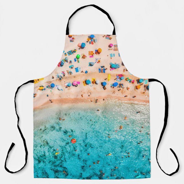 Delantal Vista aérea de la playa de arena con sombrillas de (Anverso)