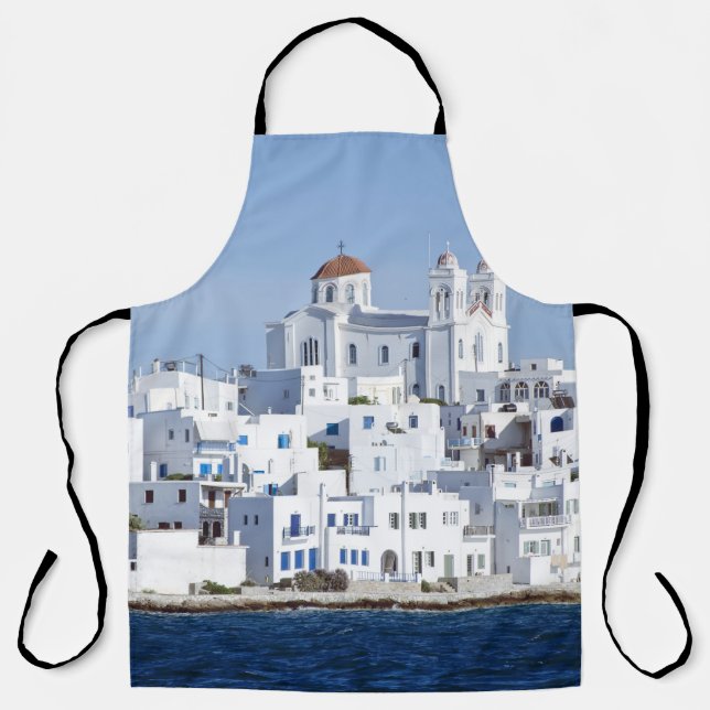 Delantal Vista de la isla de Naoussa Village Paros (Anverso)