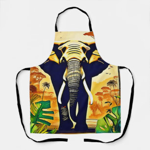 Delantal Vista de la jungla del retrato del elefante