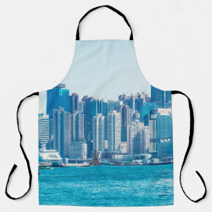 Delantal Vista del puerto de Hong Kong a la hora del día. a