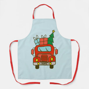 Delantal Vista frontal del camión Santa Feliz Navidad
