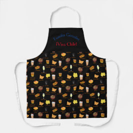 Delantal Viva Chile Comida típica chilena con nombre famili